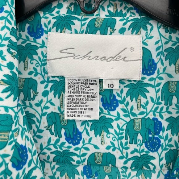 Vintage Schrader Elephant Palm Tree Button Front Short Sleeve Dress Sz 10 - Picture 3 of 8